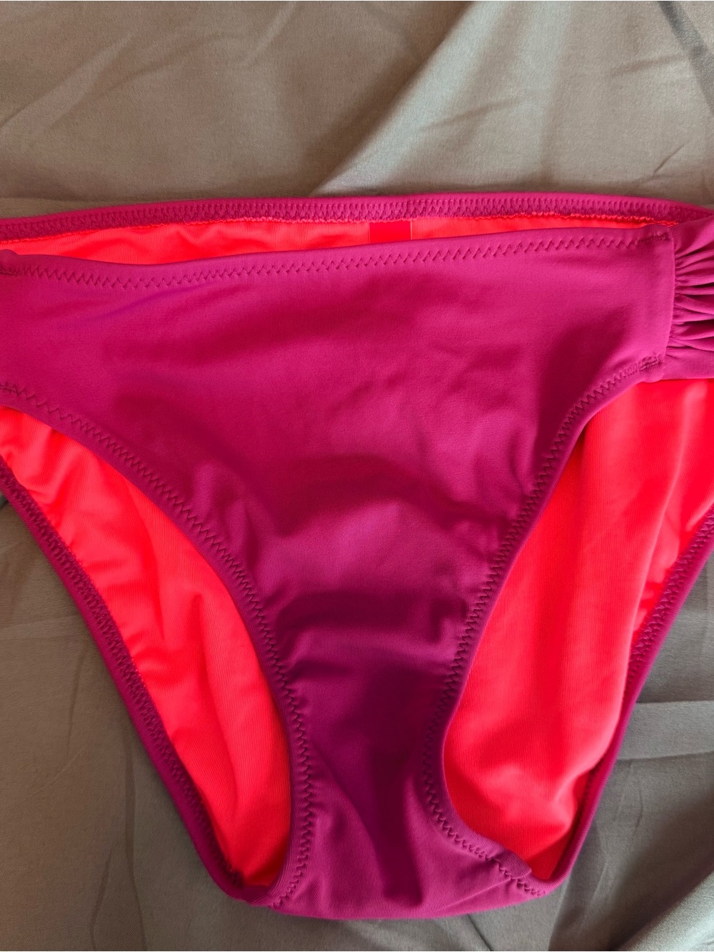 Victoria's Secret Fuchsia Pink with Neon Coral Lined Swim Bottoms